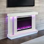 FM-AC8012WH-TV Dorrit 55" wide white finish wood LED fireplace with heat