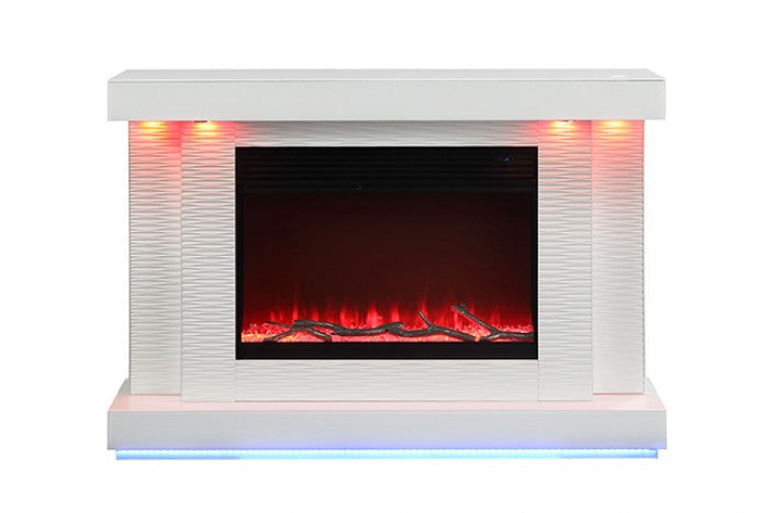 FM-AC8012WH-TV Dorrit 55" wide white finish wood LED fireplace with heat