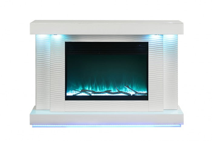 FM-AC8012WH-TV Dorrit 55" wide white finish wood LED fireplace with heat