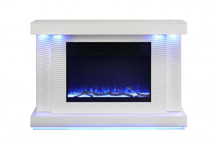 FM-AC8012WH-TV Dorrit 55" wide white finish wood LED fireplace with heat