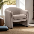FM-AC8016LB Bedale mushroom boucle fabric curved arms accent chair with rounded back rest