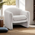 FM-AC8016WH Bedale white boucle fabric curved arms accent chair with rounded back rest
