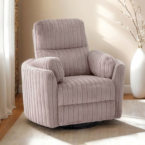 FM-AC8018TP Belper taupe wide corduroy furry fabric swivel glider power recliner chair with USB plugs