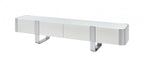 FM-AC8027SV-TV Larvik white wood finish with silver metal accents 79" wide modern TV stand entertainment center