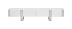 FM-AC8027SV-TV Larvik white wood finish with silver metal accents 79" wide modern TV stand entertainment center