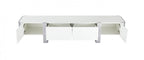 FM-AC8027SV-TV Larvik white wood finish with silver metal accents 79" wide modern TV stand entertainment center