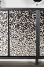 FM-AC9000-SV  Beckham weathered black finish wood hammered stainless steel 72" 4 door buffet sideboard server cabinet