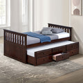 FM-BK101DW  Clemens dark walnut finish wood captains twin storage bed and trundle