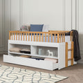 FM-BK104WH-T  McPherson white and light oak finish wood captains low rise loft bed with storage and trundle