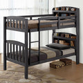 FM-BK106GY-T  Stutsman stain grey finish wood twin over twin convertible bunk bed with storage headboard