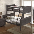FM-BK108DB-TF  Witham charcoal brown finish wood twin over full convertible bunk bed slat design