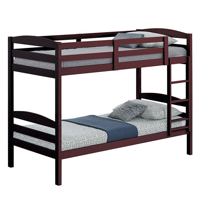 FM-BK110ES-T  Finsbury espresso finish wood twin over twin bunk bed arch slat design