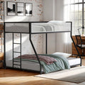 FM-BK1201BK-TF  Southall black and white mesh finish metal twin over full bunk bed with reversible ladder