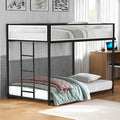 FM-BK1201BK-TT  Southall black and white mesh finish metal twin over twin bunk bed with reversible ladder