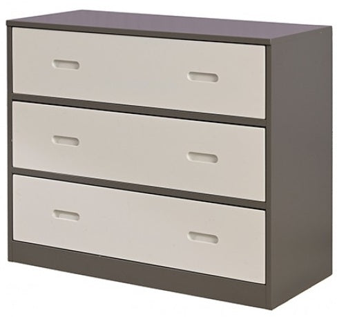 FM-BK203GY  Ledell white and grey finish wood twin loft bed with slide out desk and drawers underneath
