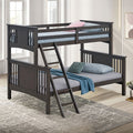 FM-BK602F-GY Spring creek grey finish twin over full bunk bed with front access angled ladder