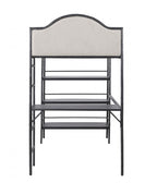 FM-BK700BK-T Forli black metal frame and light brown fabric Twin loft workstation bunk bed with desk