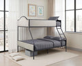 FM-BK700BK-TF Forli black metal frame and light brown fabric Twin or Full bunk bed