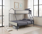 FM-BK700BK-TF Forli black metal frame and light brown fabric Twin or Full bunk bed