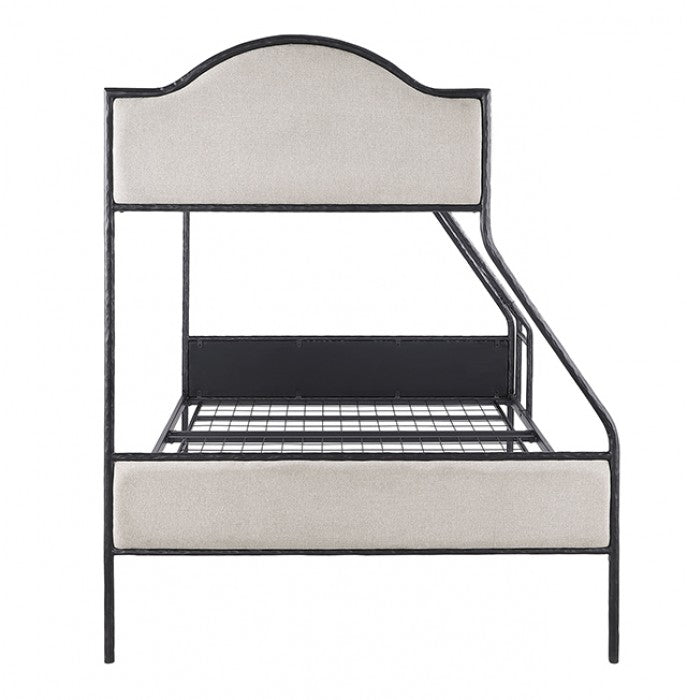 FM-BK700BK-TF Forli black metal frame and light brown fabric Twin or Full bunk bed