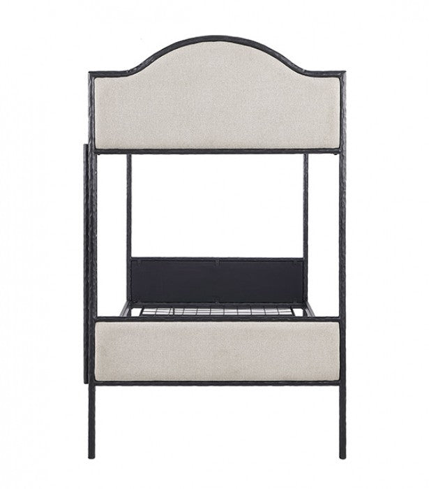 FM-BK700BK-TT Forli black metal frame and light brown fabric Twin or Twin bunk bed