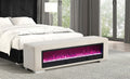 FM-BN6001BG Elnath beige corduroy fabric upholstered bedroom entry bench with fireplace light bluetooth audio
