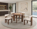 FM-GM701BR-T-5PC 5 pc Gaetani brown finish wood 52" round poker game / dining table set