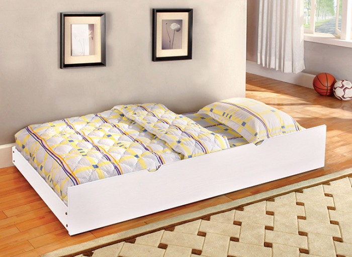 FM-TR452WH Primo white finish wood slide under bed trundle with wood slat kit