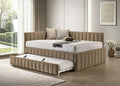 Nardi Brown Fabric Vertical Channel Tufted Full Day Bed with Trundle – FM1206BR-F