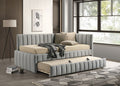 FM1206LG  Nardi light grey fabric textured twin day bed with trundle vertical channel tufting