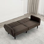 FM2900BR Aristide brown fabric ribbed tufted folding futon sofa bed USB plugs