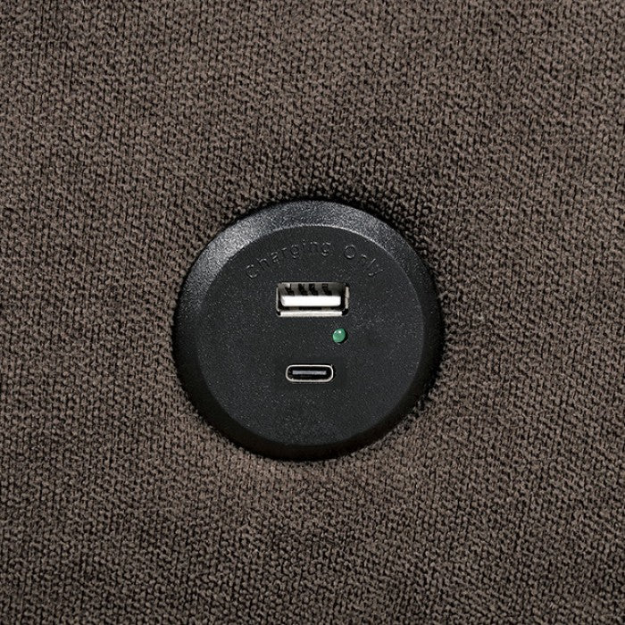 FM2900BR Aristide brown fabric ribbed tufted folding futon sofa bed USB plugs