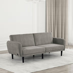 FM2900GY Aristide grey fabric ribbed tufted folding futon sofa bed USB plugs