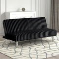 FM2903BK Hinwil black fabric ribbed tufted futon sofa bed chrome legs
