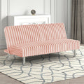 FM2903PK Hinwil pink fabric ribbed tufted futon sofa bed chrome legs