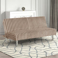 FM2903TP Hinwil yaupe fabric ribbed tufted futon sofa bed chrome legs