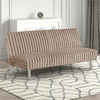 FM2903TP Hinwil yaupe fabric ribbed tufted futon sofa bed chrome legs