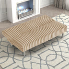 FM2903TP Hinwil yaupe fabric ribbed tufted futon sofa bed chrome legs