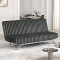 FM2906DG Villeneuve charcoal fabric ribbed tufted futon sofa bed chrome legs