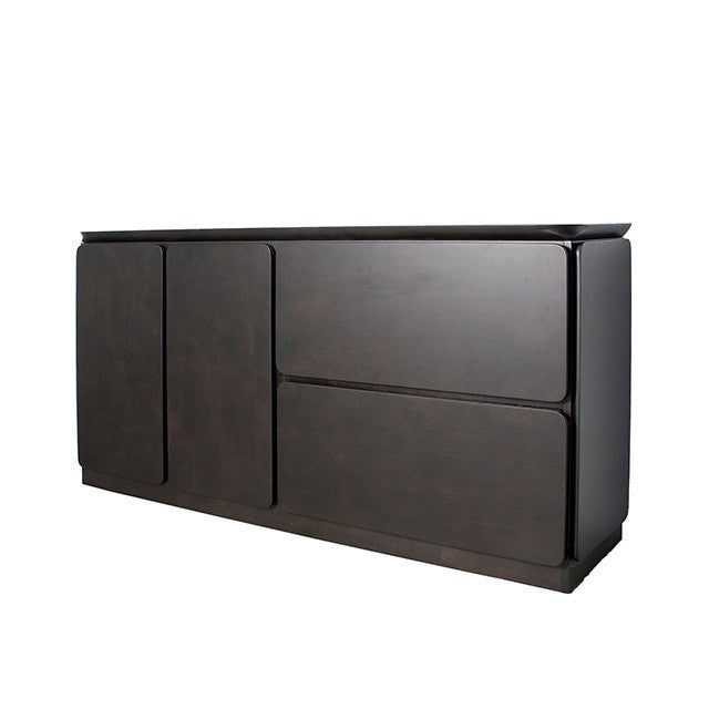 FM30000BK-SV  Sargans black finish wood mid-century modern buffet sideboard server cabinet