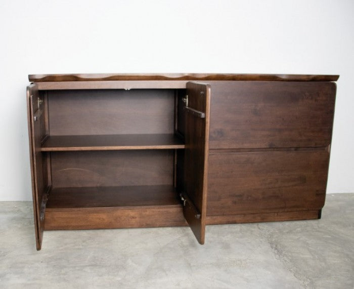Logstor Rich Walnut Mid-Century Modern Live Edge Buffet Sideboard Server Cabinet – FM30002WN-SV