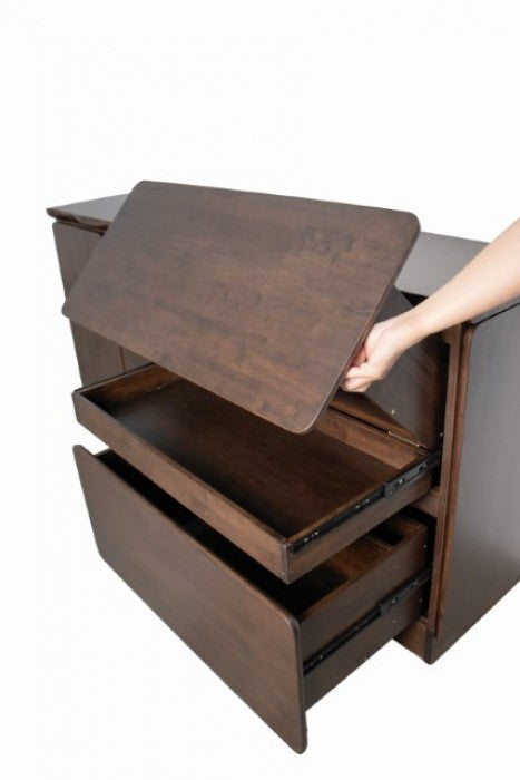 Logstor Rich Walnut Mid-Century Modern Live Edge Buffet Sideboard Server Cabinet – FM30002WN-SV