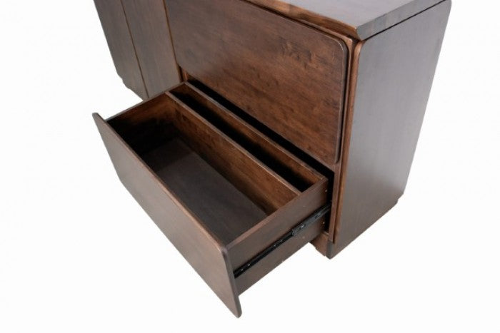 Logstor Rich Walnut Mid-Century Modern Live Edge Buffet Sideboard Server Cabinet – FM30002WN-SV