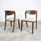 FM30004WN-T-7PC 7 pc Hadsten rich walnut finish wood mid-century modern dining table set faux leather seats