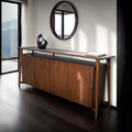 FM30004WN-SV  Hadsten rich walnut finish wood mid-century modern buffet sideboard server cabinet