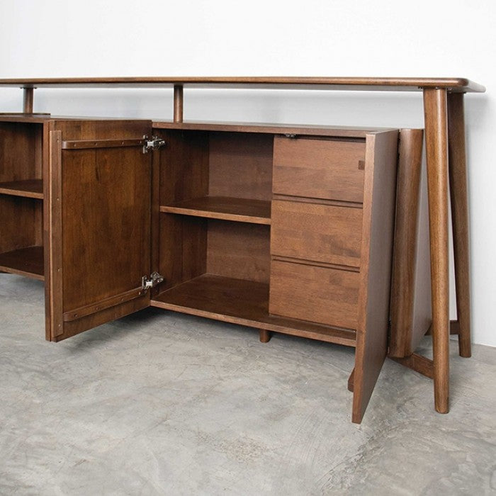 FM30004WN-SV  Hadsten rich walnut finish wood mid-century modern buffet sideboard server cabinet