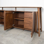 FM30004WN-SV  Hadsten rich walnut finish wood mid-century modern buffet sideboard server cabinet