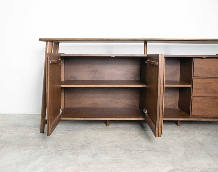 FM30004WN-SV  Hadsten rich walnut finish wood mid-century modern buffet sideboard server cabinet