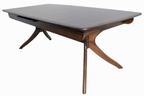 FM30004WN-T-7PC 7 pc Hadsten rich walnut finish wood mid-century modern dining table set faux leather seats