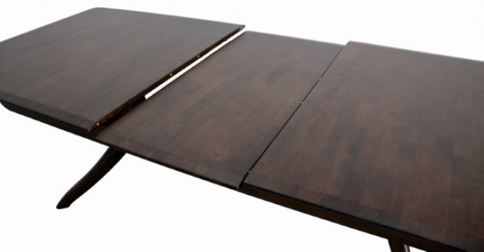 FM30004WN-T-7PC 7 pc Hadsten rich walnut finish wood mid-century modern dining table set faux leather seats
